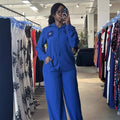 European and american cross-border women's fashion:  summer new collection - solid color floral long sleeve blouse and high-waisted trousers casual set