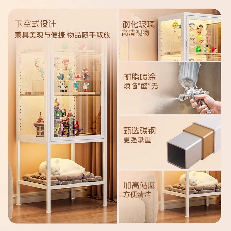 Glass display cabinet, hand cabinet, steel dustproof transparent model storage cabinet, pain cabinet, toy storage cabinet, display bookcase