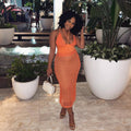 summer new arrivals: european and american style women's fashion - sexy spaghetti strap backless bodysuit top with hollow-out knit skirt set