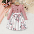 girls' dress - korean style autumn new arrival - ruffle trim long sleeve dress - floral print children's dress