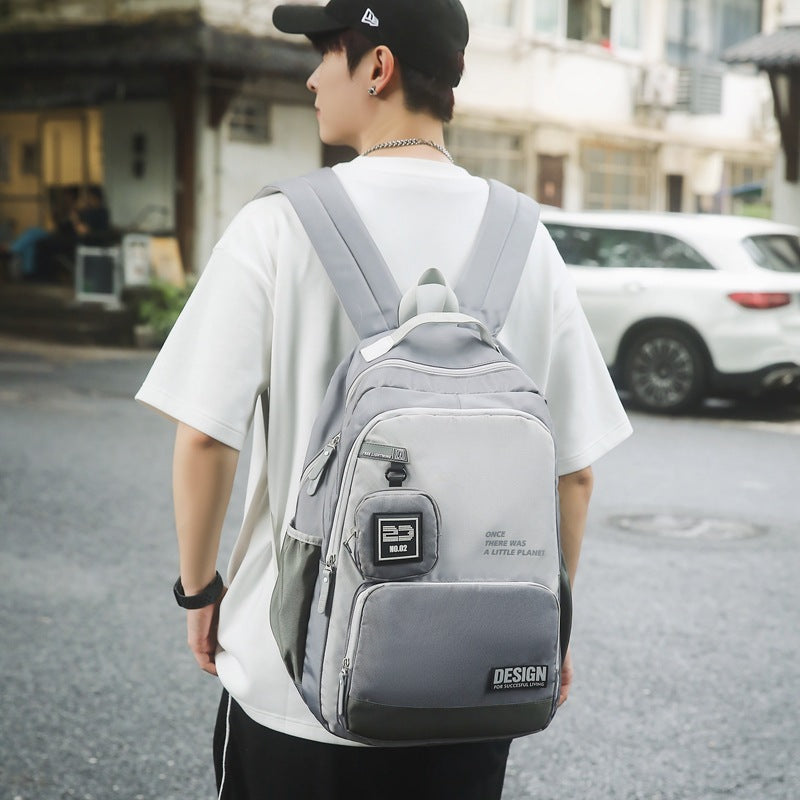 New Trend Korean Version Fashion Versatile Large Capacity Backpack Junior High School High School Students School Travel Backpack Men's Fashion