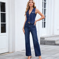 Fashion cross-border export  new style washed american fashion v-neck sleeveless vest pants two denim suit