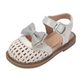 Vancahao girls' rhinestone bowknot woven hollow-out sandals -  summer new collection - closed-toe beach shoes for kids