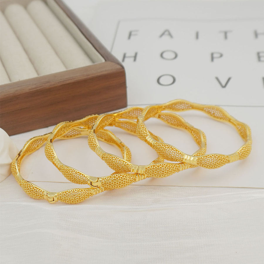 Middle eastern elegant fashion women's openwork carved gold-plated bangle, bohemian christmas style, sister's gift, wedding present