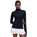 Autum half-zip long sleeves yoga wear stand collar silmslimming look fitness tops running sports t-shirt d25150