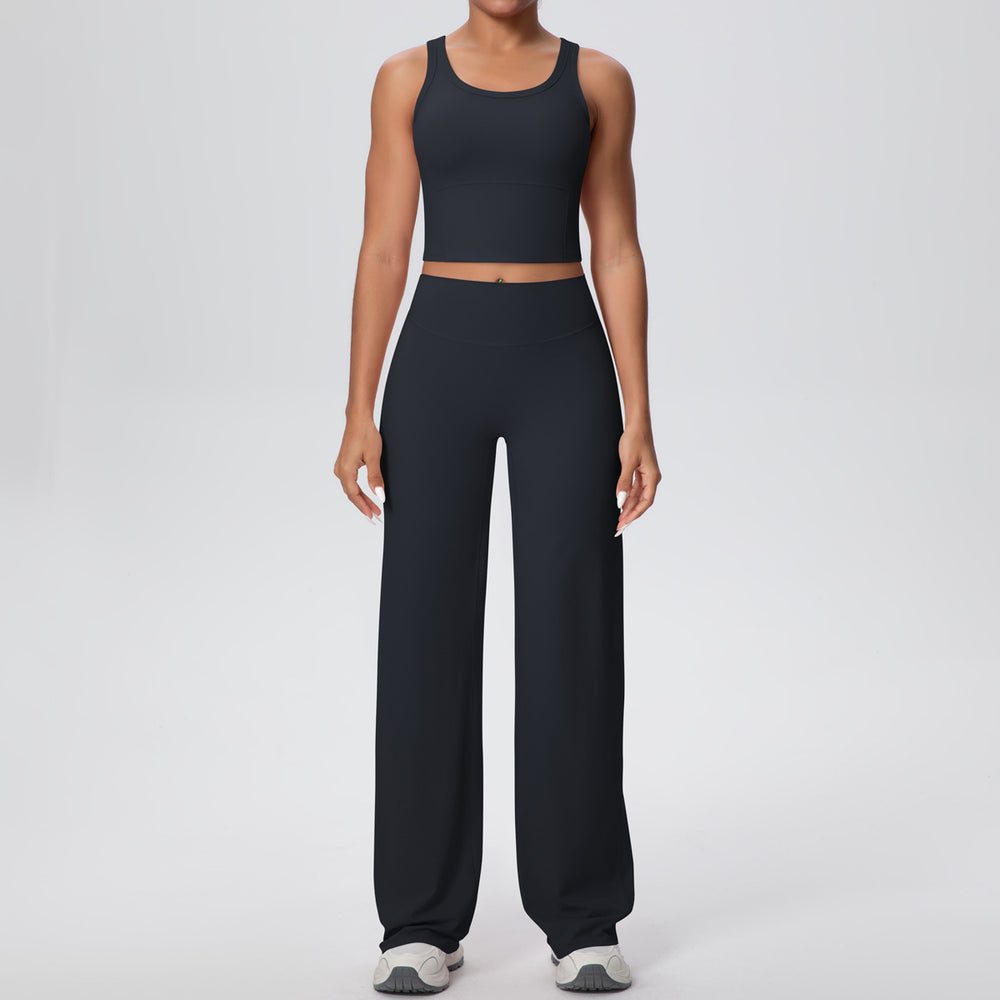 Naked feeling sports beautiful back yoga suit suit high waist silm hip straight-leg pants outdoor running quick-drying fitness suit