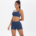 New outdoor casual cloud-like athletic yoga set - quick-dry, compression, criss-cross back, butt-lifting shorts workout outfit
