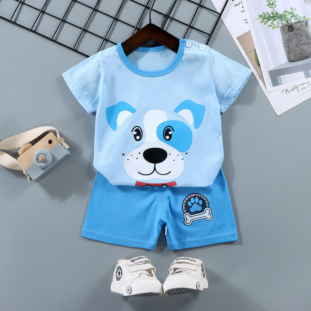 Kids' short-sleeve set: 100% cotton boys' t-shirt & baby summer outfit - girls' shorts, infant clothing, wholesale summer apparel
