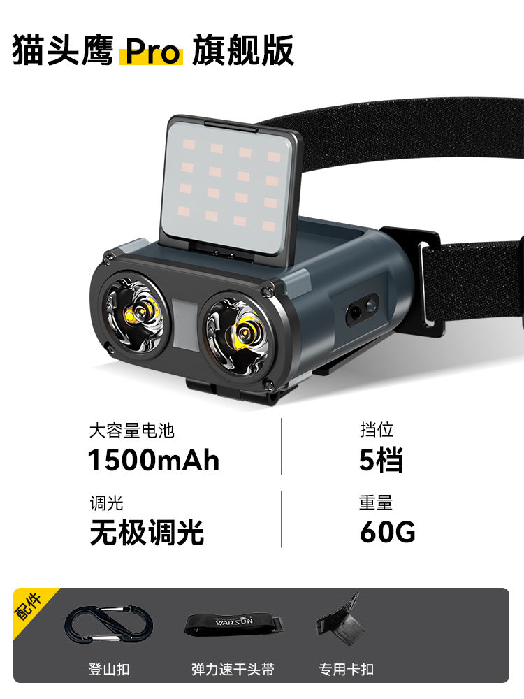 Walson owl pro night fishing strong light headlight induction charging fishing special long battery life cap clip light lighting