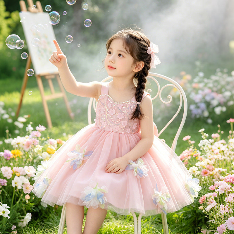 Girls' birthday dress: stunning fairy princess gown - high-end, stylish, perfect for hosts, piano performances, and stage shows
