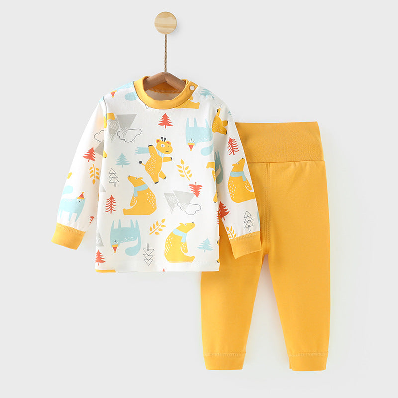 Baby autumn clothessuitspring autumbaby autumn clotheslongs pure cottonheattechintimatespajamashigh waistseparatesboys and girls