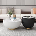 Nordic light luxury coffee table modern living room table small apartment size combination round rock slab leather creative bowl coffee table