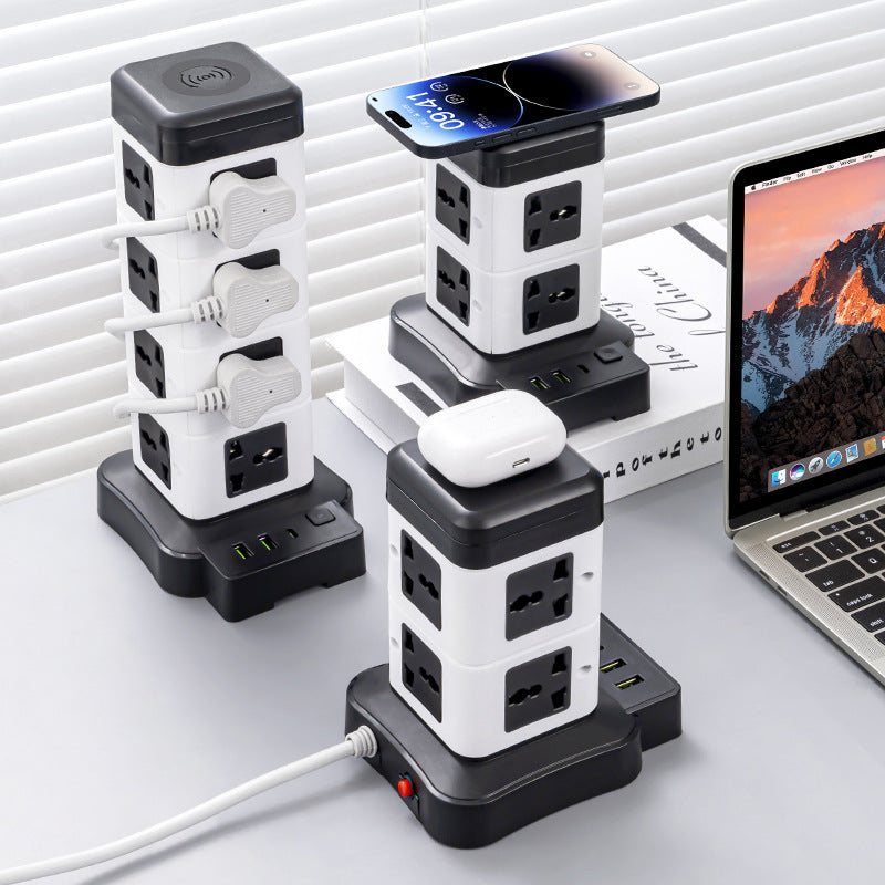 Hong kong version british standard plug strip american standard european standard british standard drag plug-in board international neutral socket vertical wireless charging plug-in board