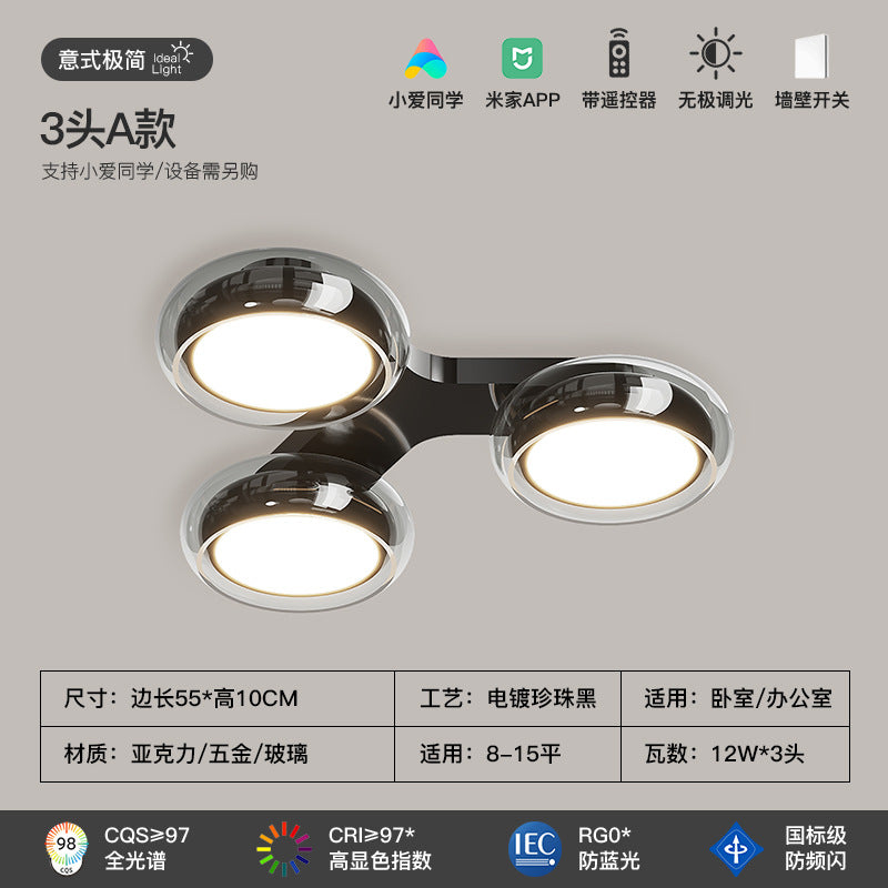 Living room ceiling light modern simple atmosphere soot glass Italian light luxury creative high-end dining room bedroom lighting