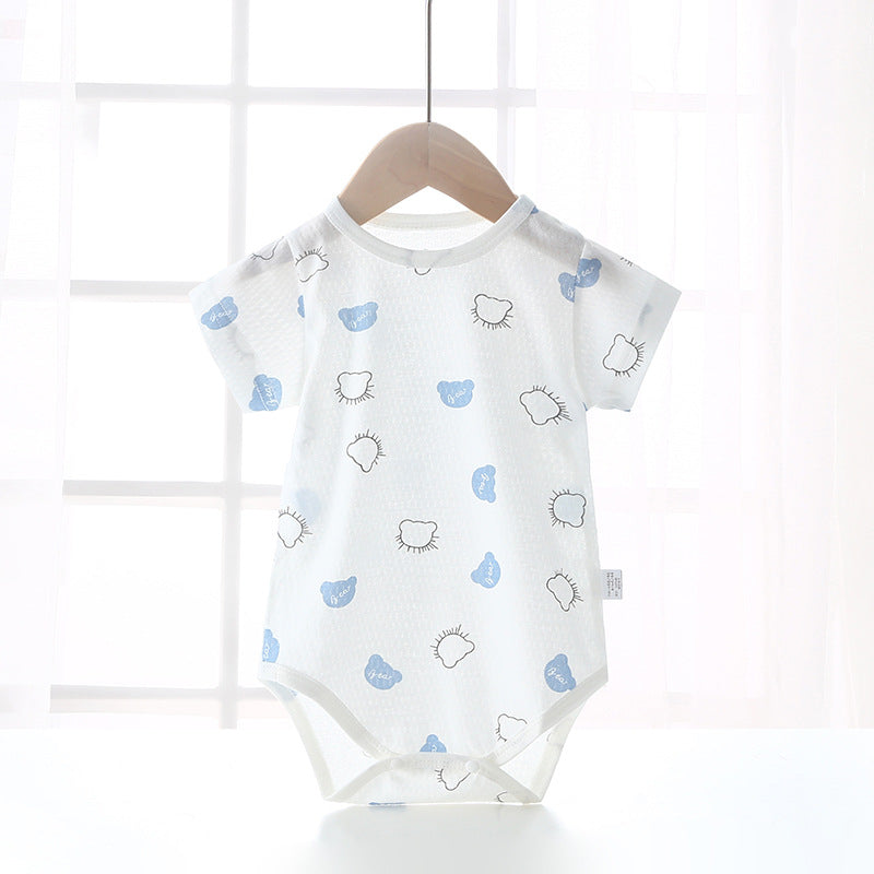 Baby bodysuit summer unisex infant short sleeve romper newborn pure cotton triangle onesie lightweight crawling suit
