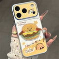 Plush embroidered burger iphone 18 case with wave mirror stand - apple 17 pro max electroplated cover