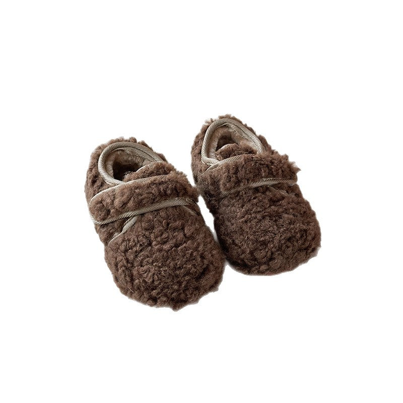 Children's plush shoes, autumn and winter 2025 new Korean version of girls' warm cotton shoes, boys' soft-soled Doudou shoes