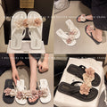 2025 summer new fashion versatile flat sandals - perfect for beach vacations, french style, floral detail, women's thong sandals