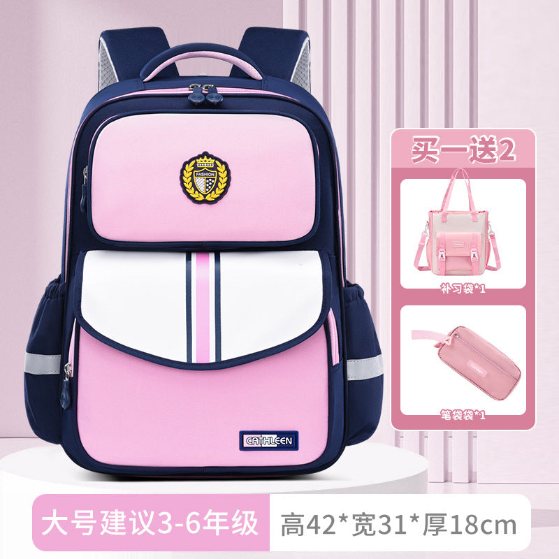 New primary school schoolbags for children in grades 3-6 to reduce the burden and wear-resistant Shaodong students  wholesale, light and cute