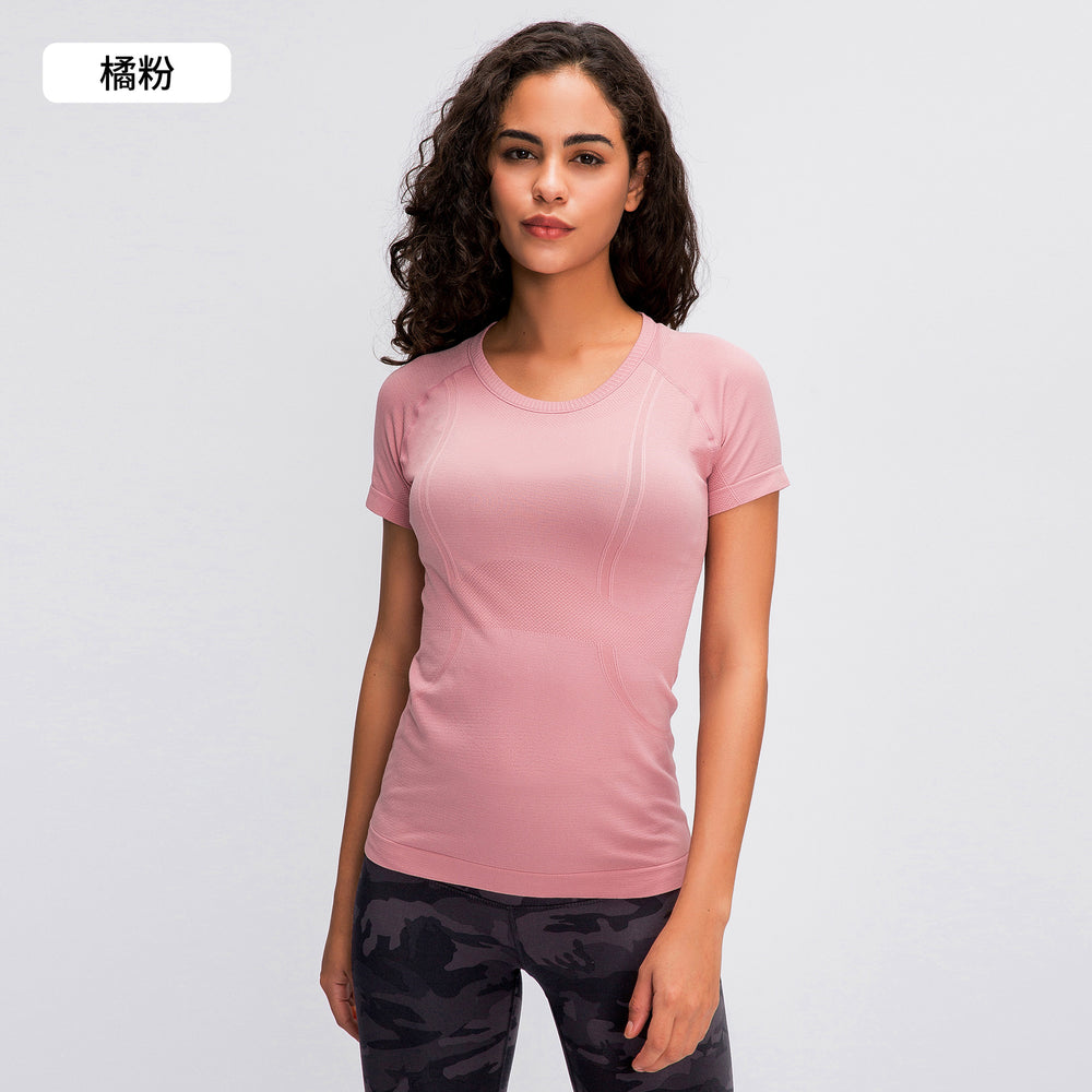 Spring/summer new women's short-sleeve crew neck sports t-shirt - running, fitness, slim-fit, breathable yoga top - s2067