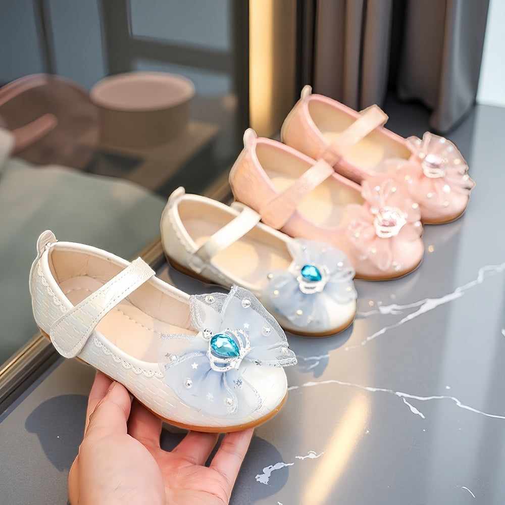 Preppy stylekidsflats square toe springnew arrivalk-style big bowsgirl princess shoes children's leather shoes