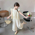Girlsuitfrenchniche style spring and summer new arrivalheavy industrycut outembroiderwhitestraight-leg pantsfashionloose pants