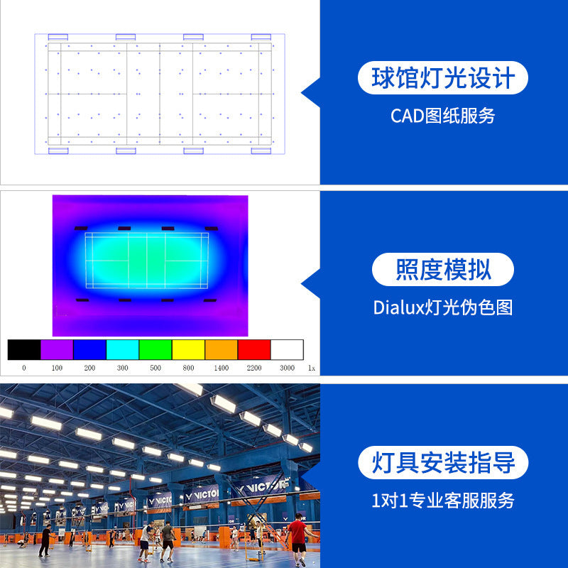 Anti-glare badminton hall light No stroboscopic single-sided shadowless indoor basketball court Volleyball gymnasium Table tennis light