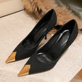 Black high heels women's 2026 new arrival stiletto heel designer elegant versatile metallic autumn/winter pointed toe single shoes spring slip-ons
