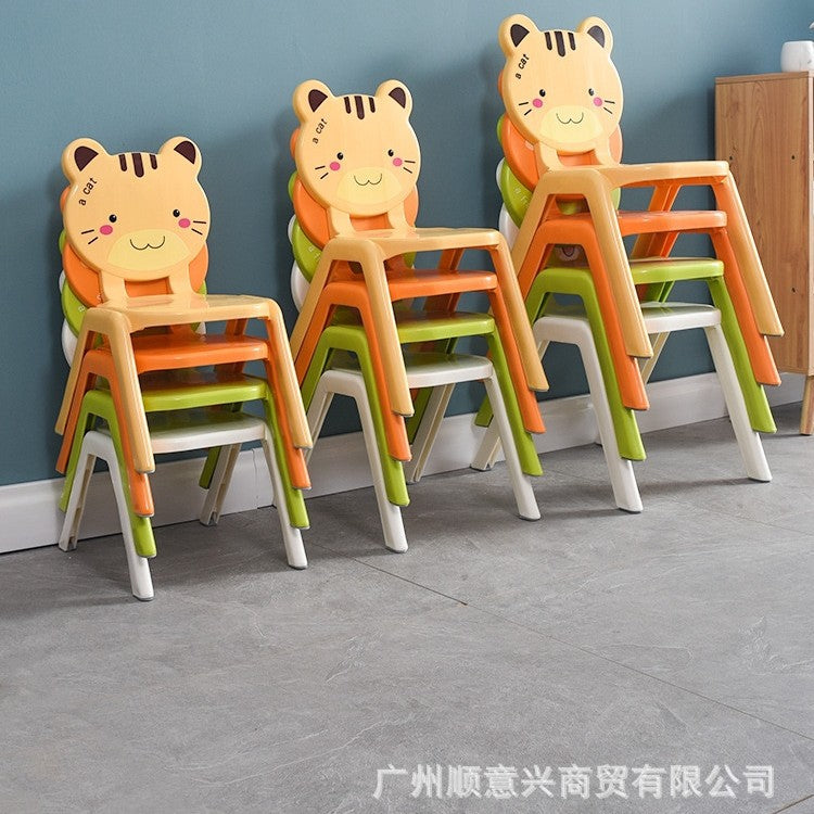Cartoon thickened children's small chair kindergarten back chair home learning small stool non-slip baby plastic dining chair