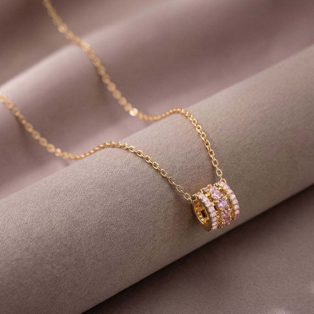 Popular internet celebrity fashion copper inlaid zirconium full diamond small waist necklace accessible luxury niche women's versatile titanium steel clavicle chain jewelry