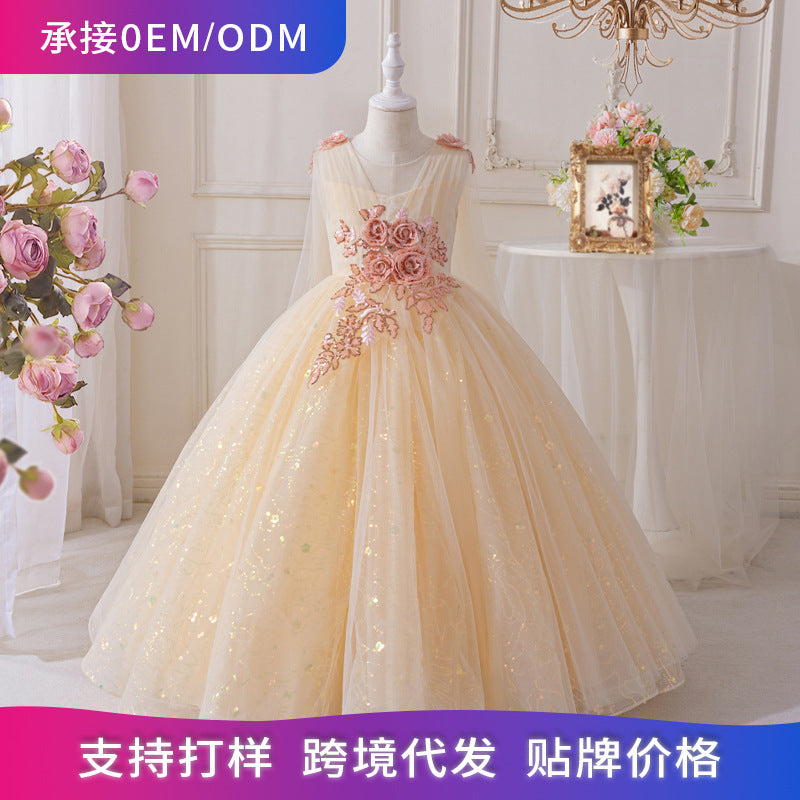 Amazon cross-border fashion girl dress classyskirtelegance mature shawl long mesh in stockexport