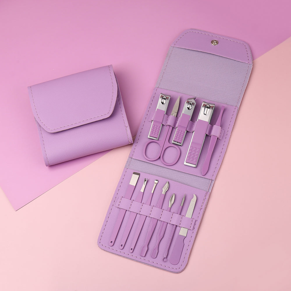 Matcha green dropshipping pedicure knife manicure tool stainless steel nail scissors suit 16-piece beauty pliers manicure full set