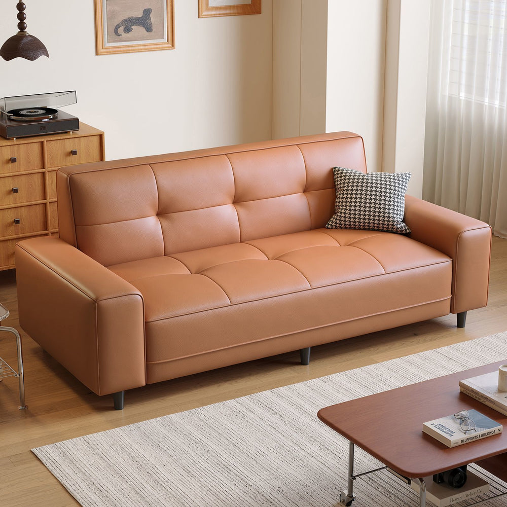 2026new arrival cat scratch leather sofa living room small apartment casual modern straight row apartment rental double three-person fabric sofa