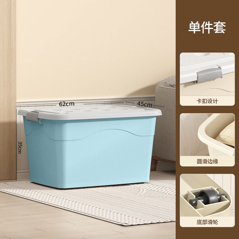 New Plastic Storage Box Cream Wind Large Capacity Extra Large Household Student Books Clothes Quilts Household Organizing Box