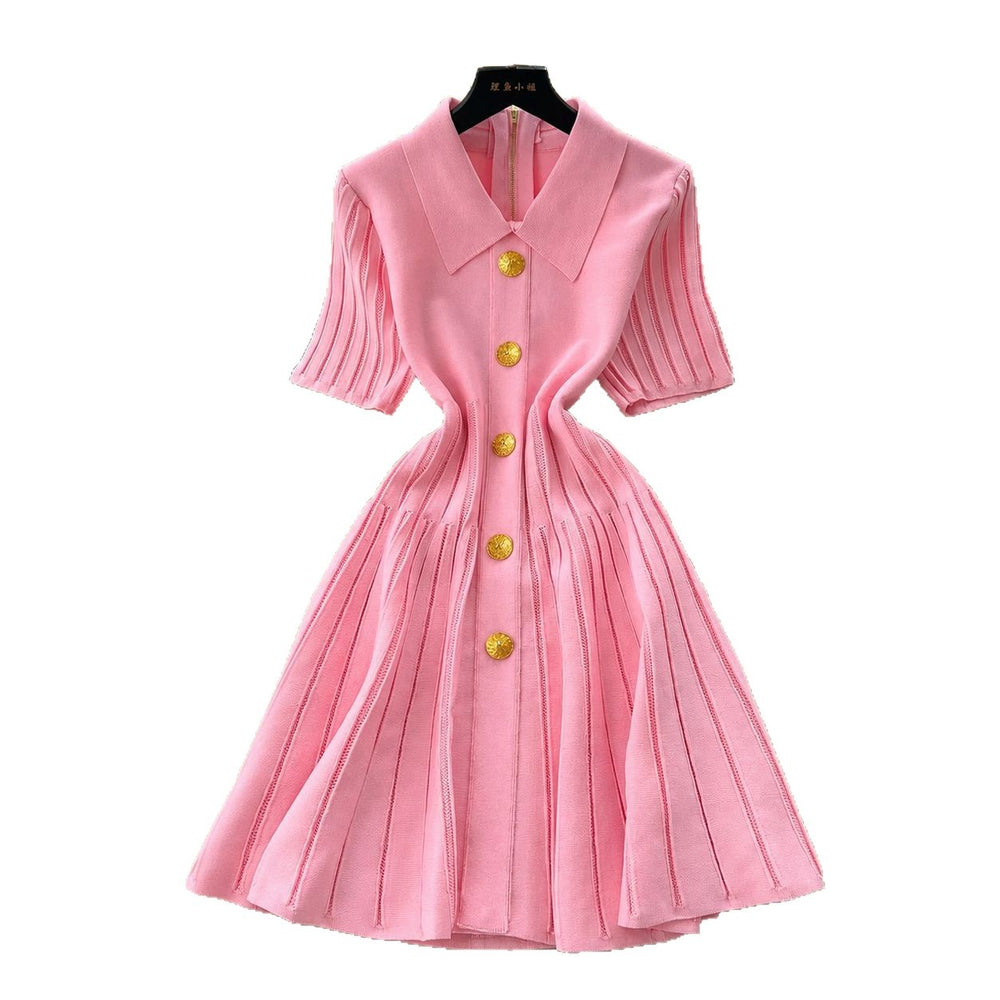 Xiaoxiangfengclassy contrast colorbows strappy long sleevesdress women's metal buckle waist slimming lookknitting short skirt