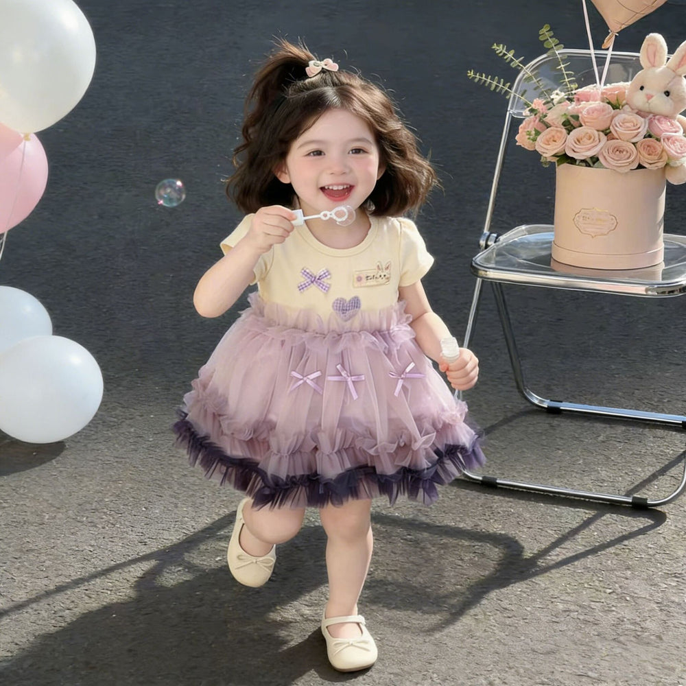 Sweet gauze skirt baby dress summer fairy  spring new round neck style popular princess dress girl