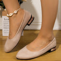 plus size thick heel flats women's  spring new arrival suede toe toe shallow mouth beanie shoes spot wholesale