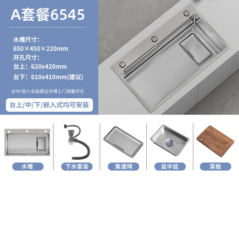 Double slag collection sink large single slot high quality stainless steel kitchen sink thickenedfor home dishwashing sink vegetable sink