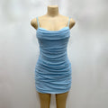 fashioninsfashion elastic mesh suspender pearl sexy silmshortdress