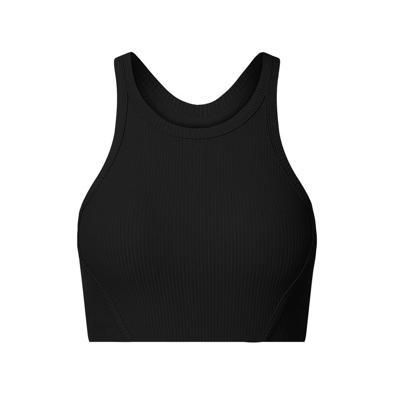 Vertical ribbed high collar elastic comfortable sports intimates high-strength bubble wrap sports bra daw057