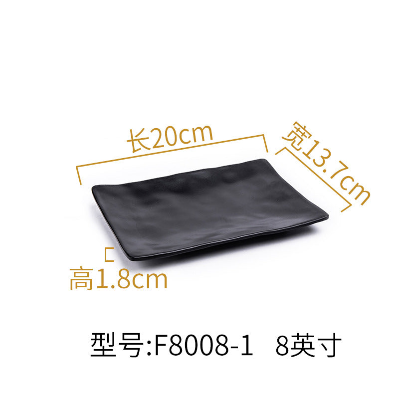Melamine black tableware plastic dish imitation porcelain dinner plate cold dish plate barbecue hot pot plate barbecue restaurant plate commercial