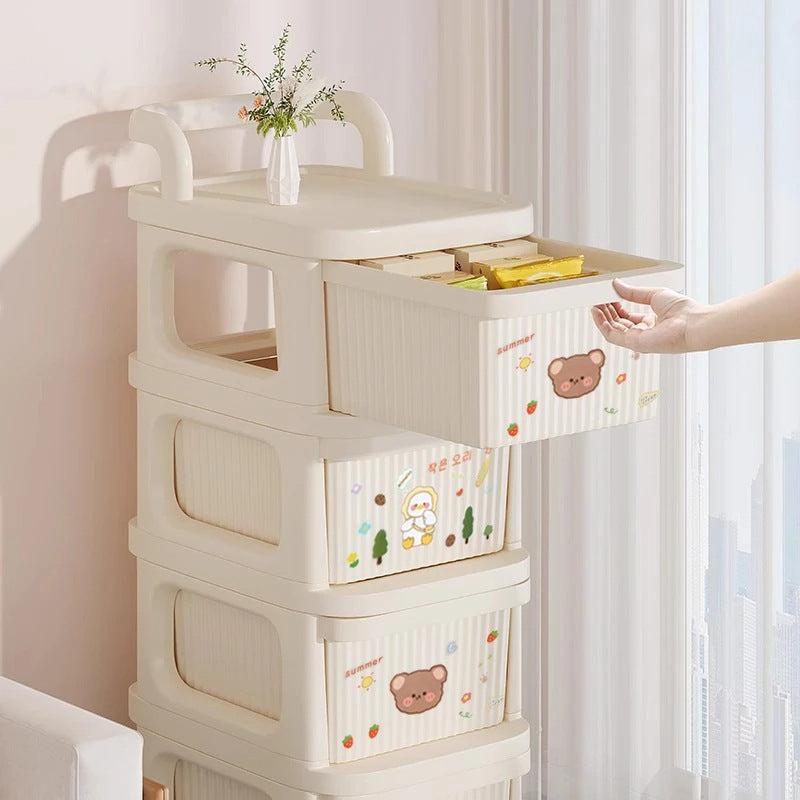 New shelf trolley household snack storage cabinet multi-layer drawer with wheels removable storage rack locker