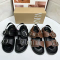 Za2025 new arrival lazy thick sole metal buckle bobo sandals for women 2025 new arrival summer genuine leather easiest for match beach shoes