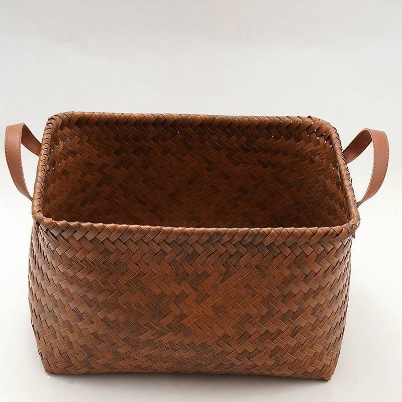 American retro high-end faux rattan storage basket - snack, toy, laundry, and general storage - woven basket, picnic basket