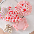 Children's clothing cross-border european and american girl suspender tops+shorts+hat baby children's clothing