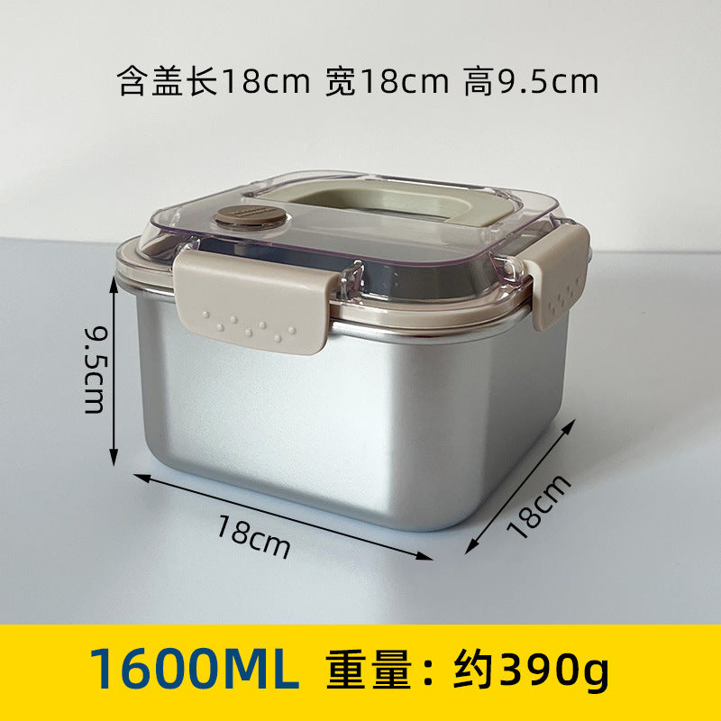 Portable 304 stainless steel square food container - airtight, leak-proof lunch box for refrigerator storage and on-the-go meals