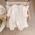 Newborn baby stylish & chic spring outfit: floral princess romper for baby girls - perfect for spring and 100-day celebrations