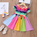 kids' summer short-sleeve dress - heart, dinosaur, and rainbow print