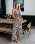 Russian, european, and american wish-style amazon 2025 new women's sexy wide-leg printed jumpsuit with straps