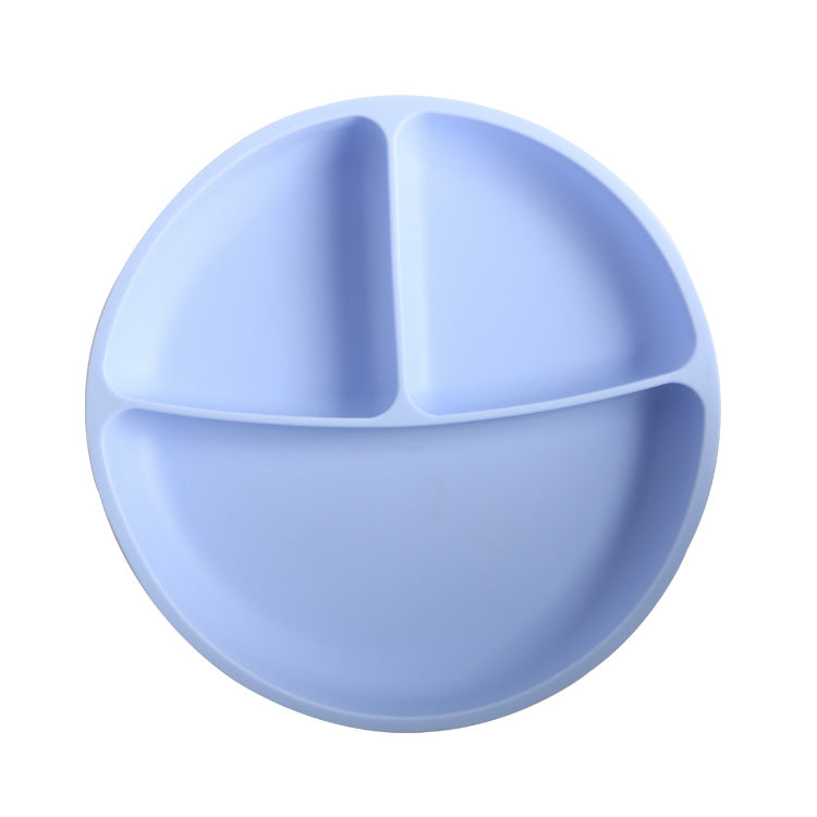 Custom food-grade silicone baby feeding plate - all-in-one snack tray with suction cup, round divided food bowl, weaning supplies